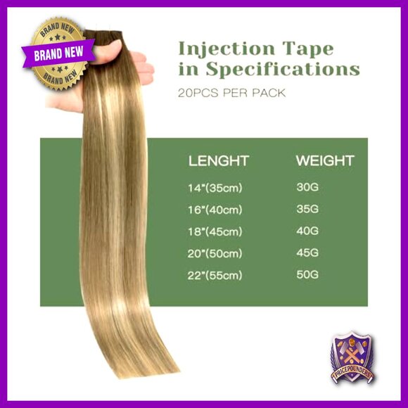 14 Inch Human Hair Tape In Extensions 20 Pieces Invisible Tape